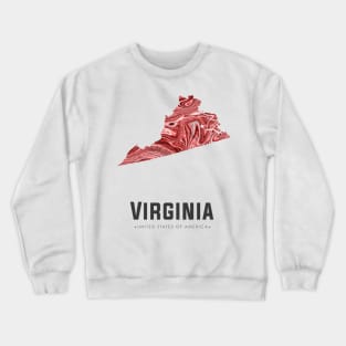 Virginia state map abstract red Crewneck Sweatshirt
